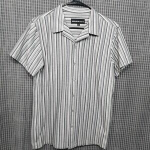 Molokai Surf Co. Button Up Shirt Mens Striped Camp Collar M Gray